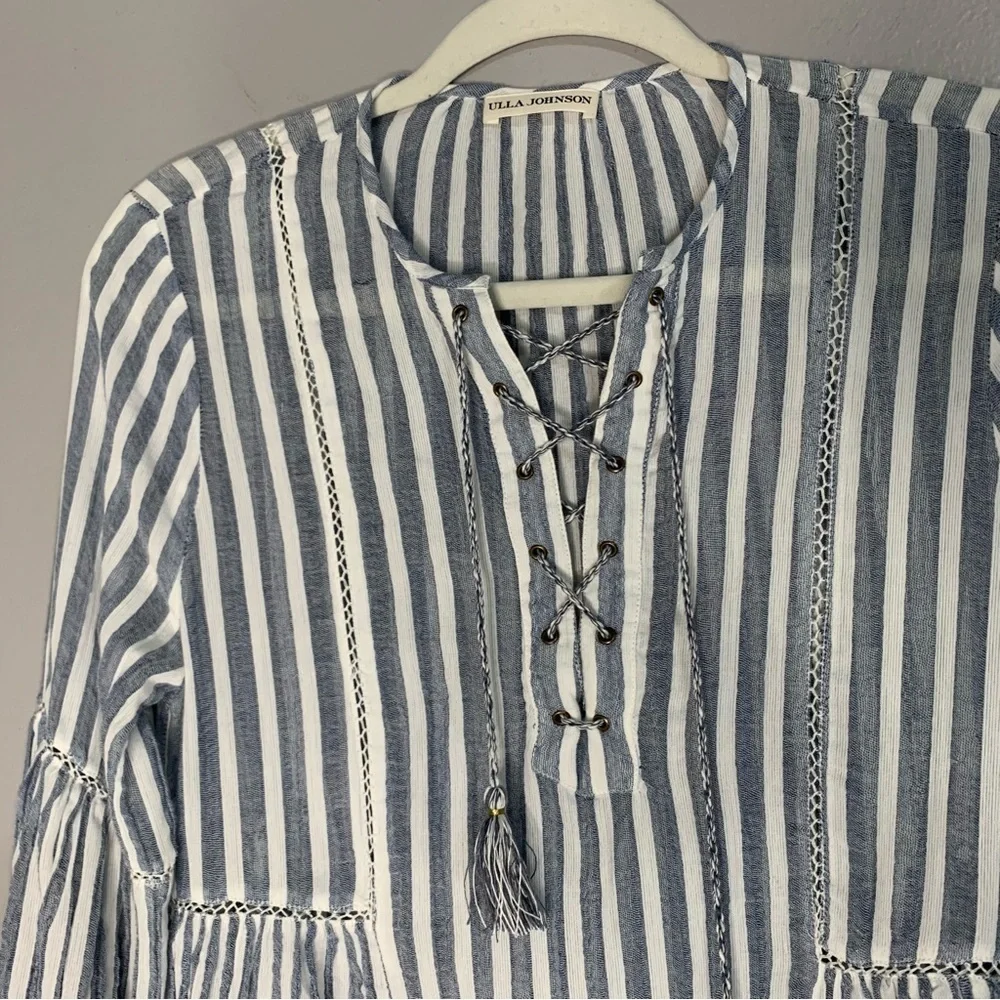 Ulla‎ Johnson Helena blue and white stripe boho dress. Size 4 - Picture 8 of 14
